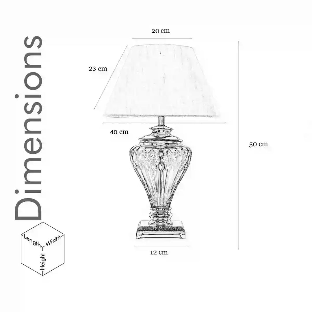 MILLETT Fusion Smoke Glass Table Lamp With White Cotton Shade