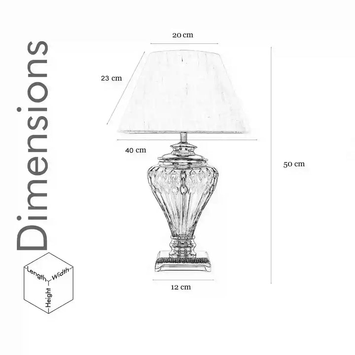 MILLETT Fusion Smoke Glass Table Lamp With White Cotton Shade