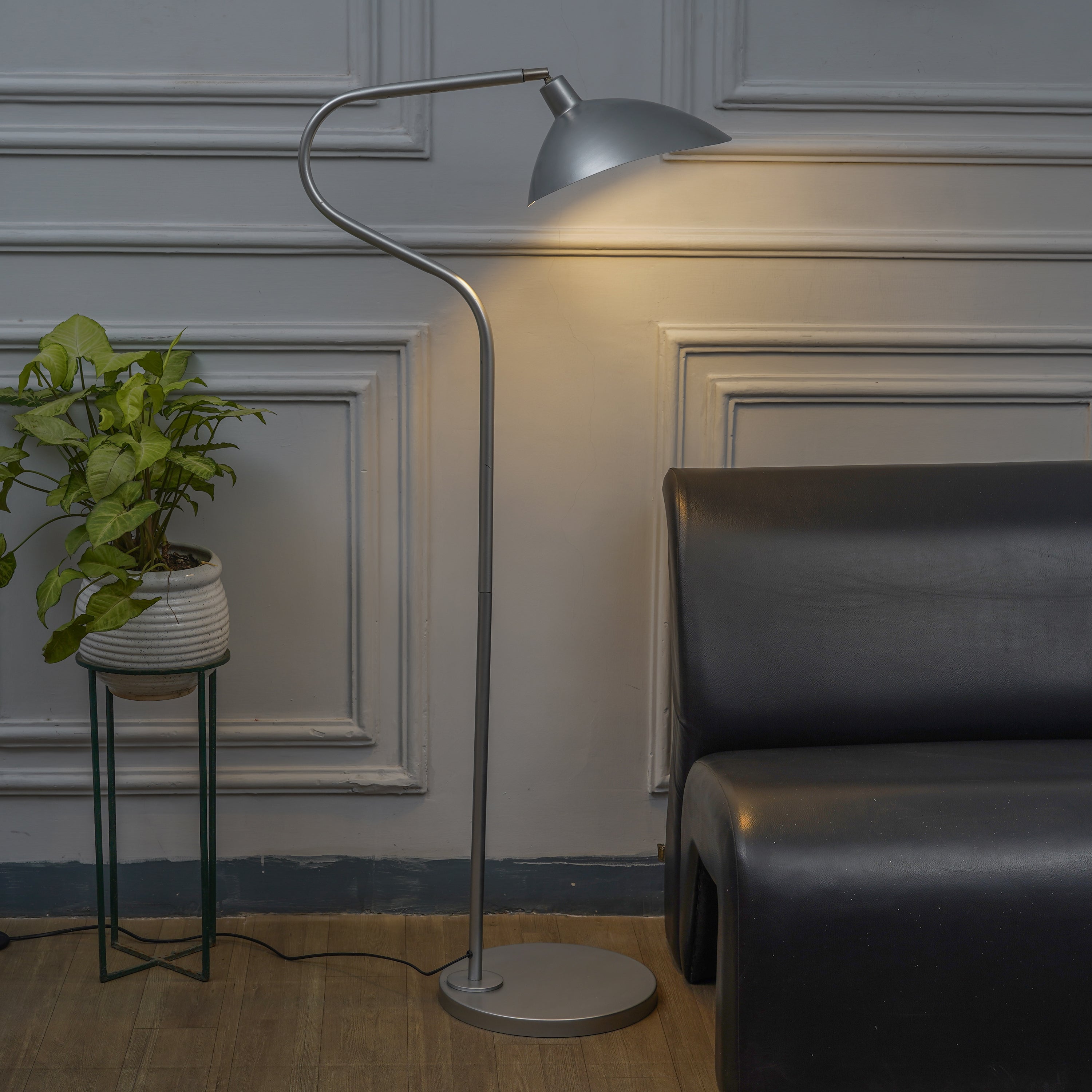 VOLTA Silver Finish Metal Study Floor Lamp – KAPOOR-E-ILLUMINATIONS ...