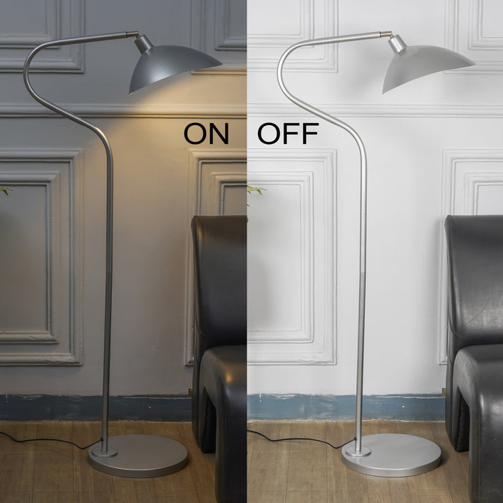 VOLTA Silver Finish Metal Study Floor Lamp
