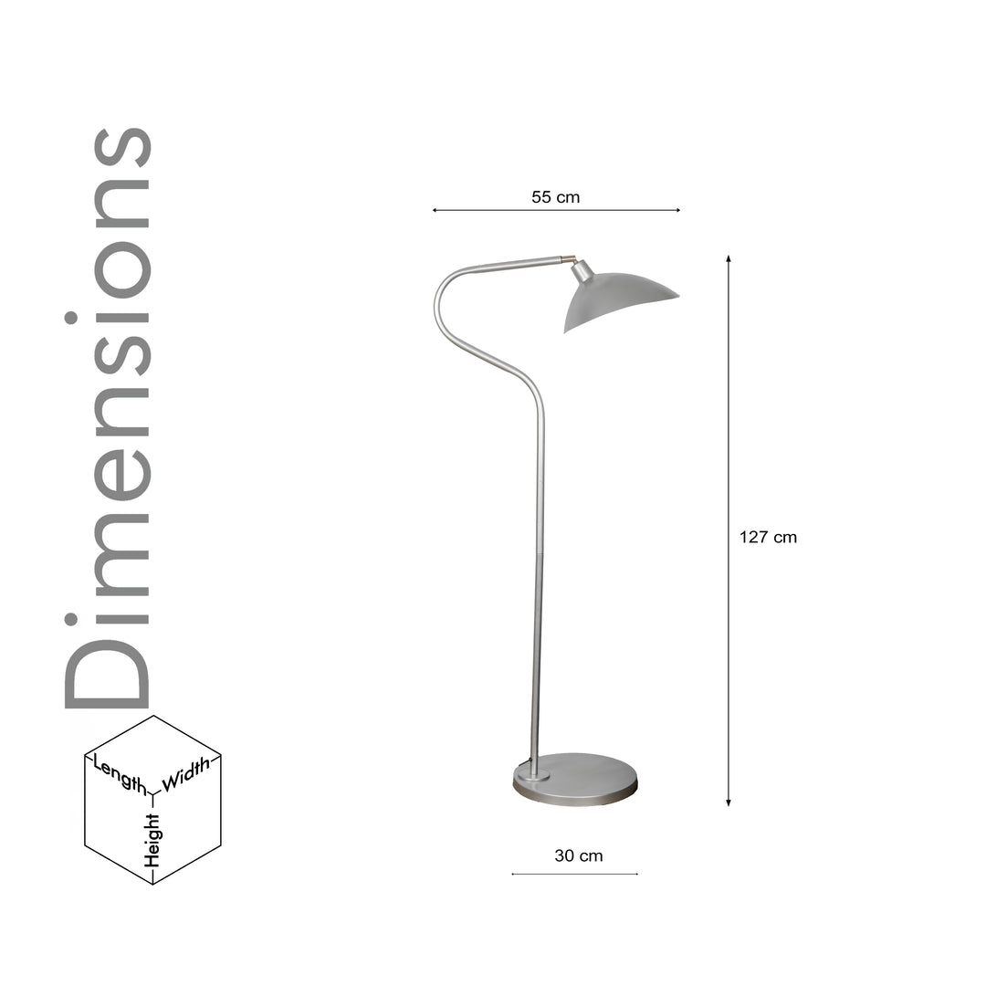 VOLTA Silver Finish Metal Study Floor Lamp