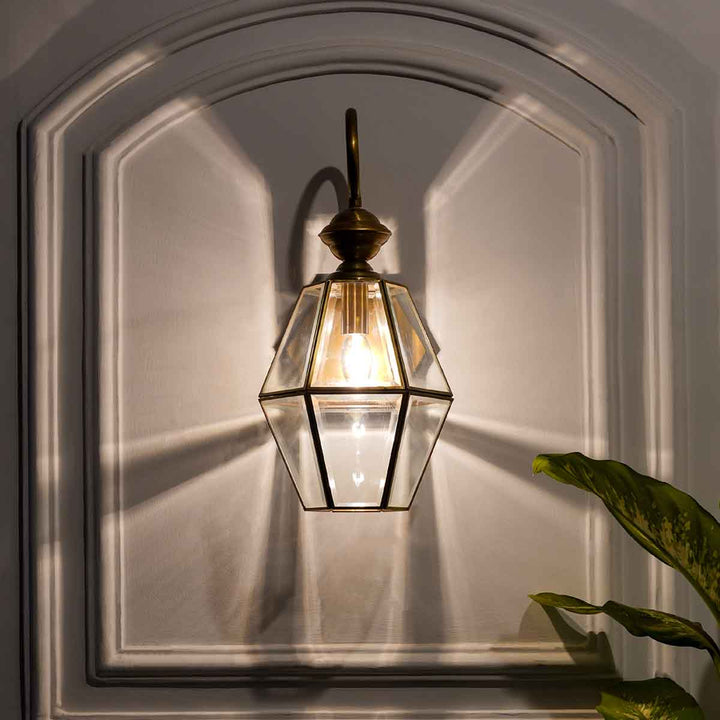 Guildhall Single Arm Lantern Wall Light in Brass Finish