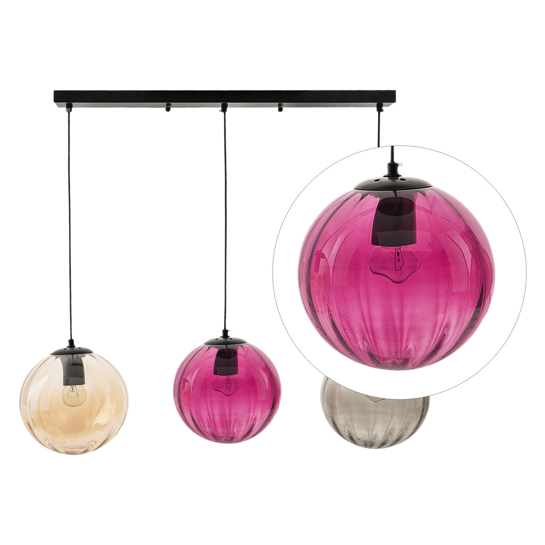 Frances 3 Light Multi Color Glass Hanging Light