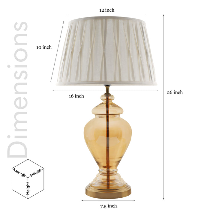 SYRACUSE Amber Glass Table Lamp With Cotton Shade