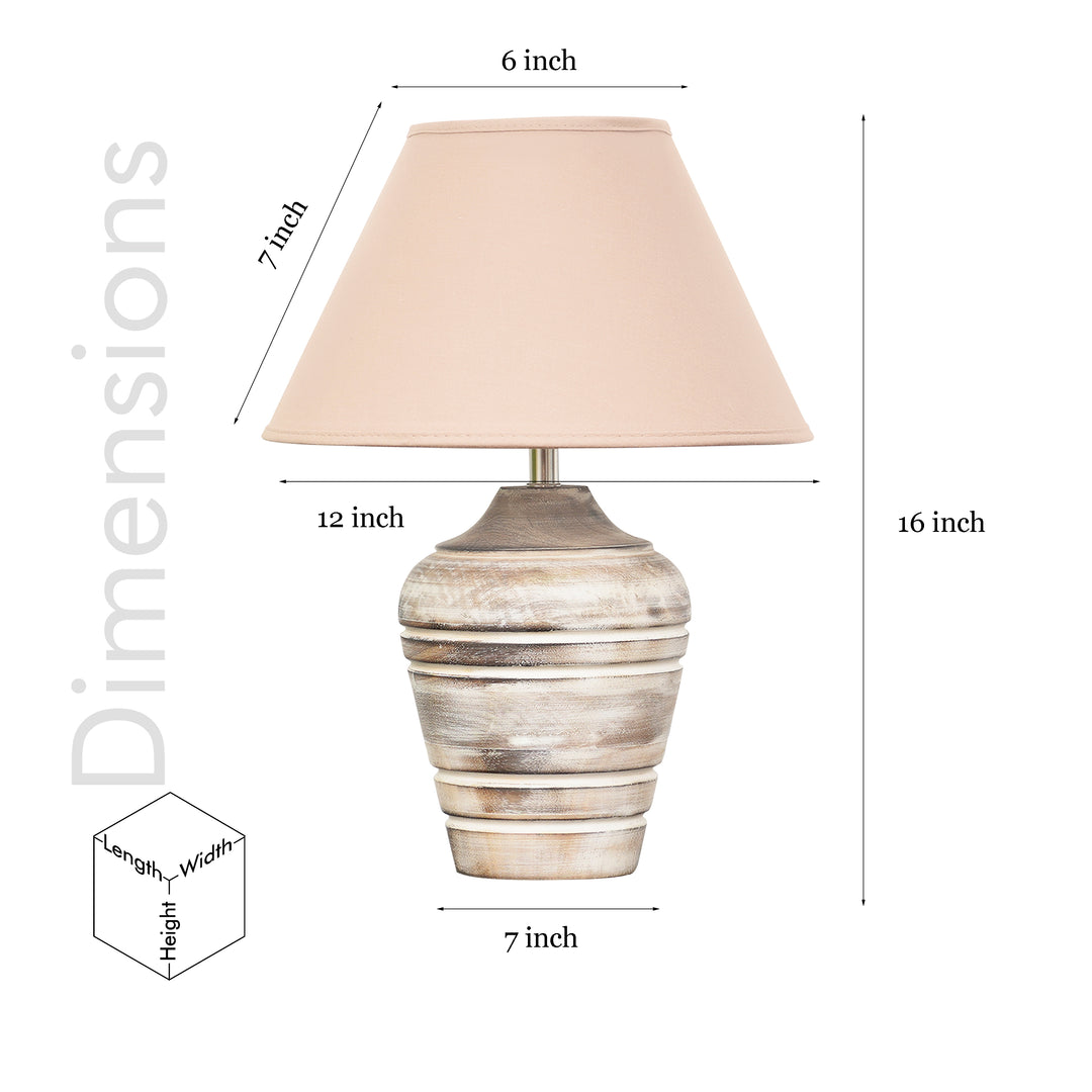 Prova distress white wood table lamp With Cotton Fabric Shade