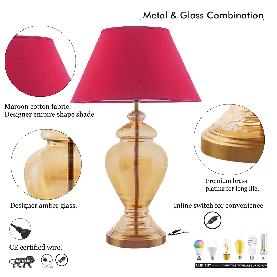 SYRACUSE Amber Glass Table Lamp With Cotton Shade