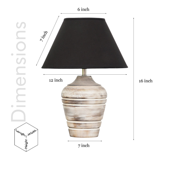 Prova distress white wood table lamp With Cotton Fabric Shade