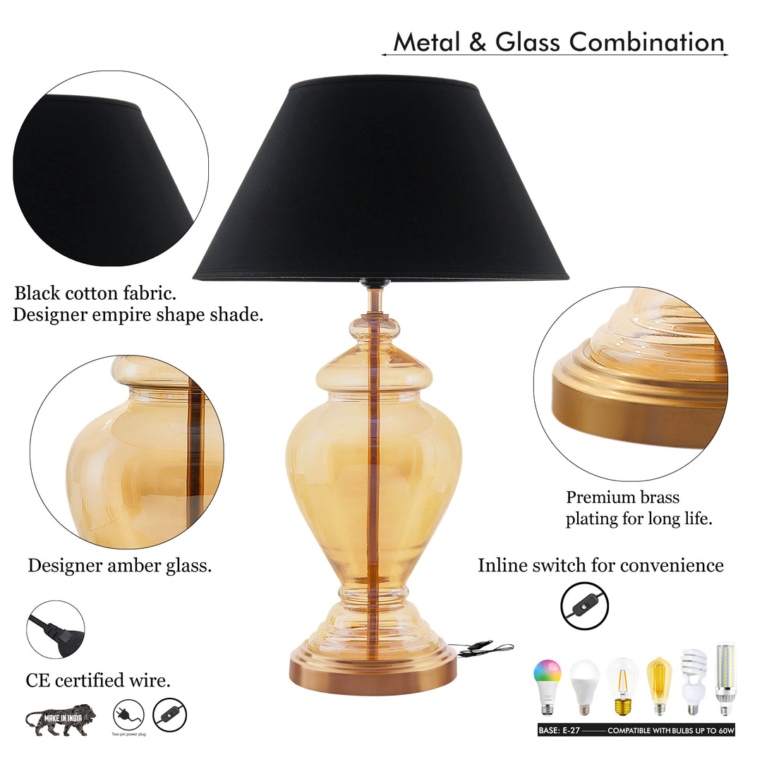 SYRACUSE Amber Glass Table Lamp With Cotton Shade