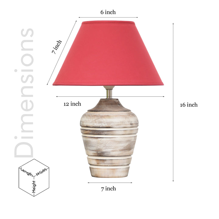 Prova distress white wood table lamp With Cotton Fabric Shade