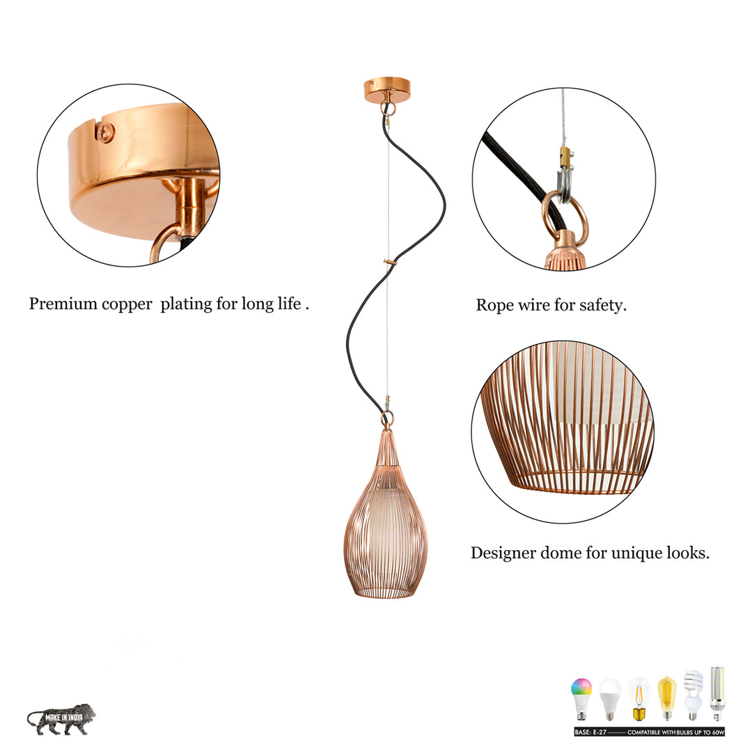 Amsfield Teardrop Pendant Light In Copper Finish