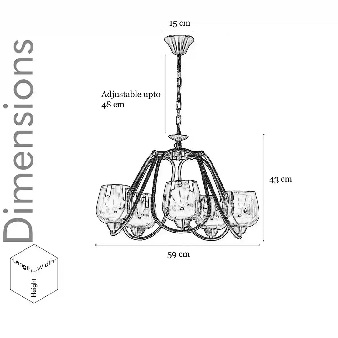 Lorena Five Light Brass Finish Modern Chandelier