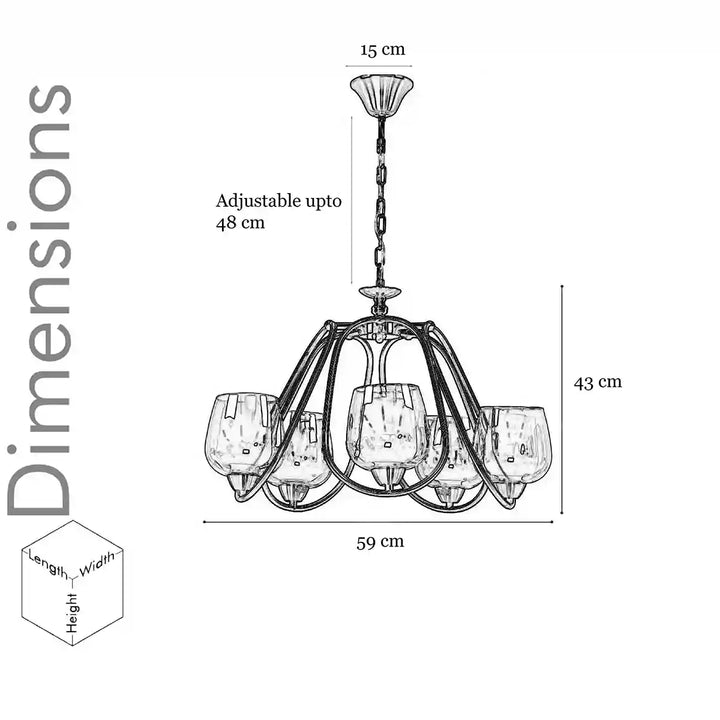 Lorena Five Light Brass Finish Modern Chandelier