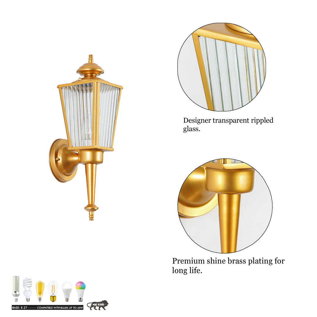 AINE 2 Indoor and Outdoor Shining Brass Finish Wall Light