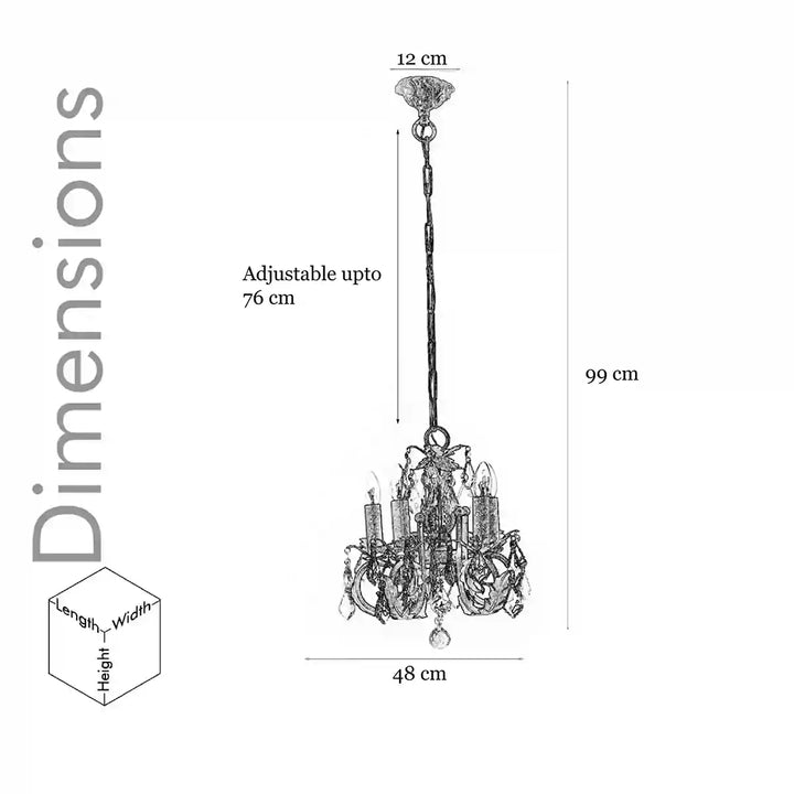 Medusa 5 Light Metal & Crystal Chandelier