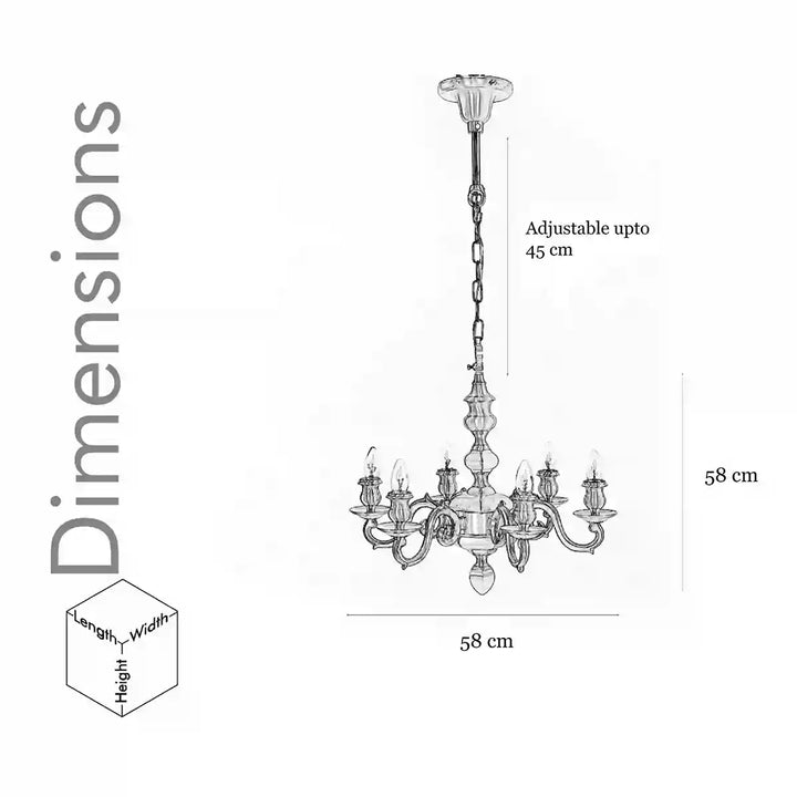 Mosra 6 Arms Heavey Casted Brass Chandeleir