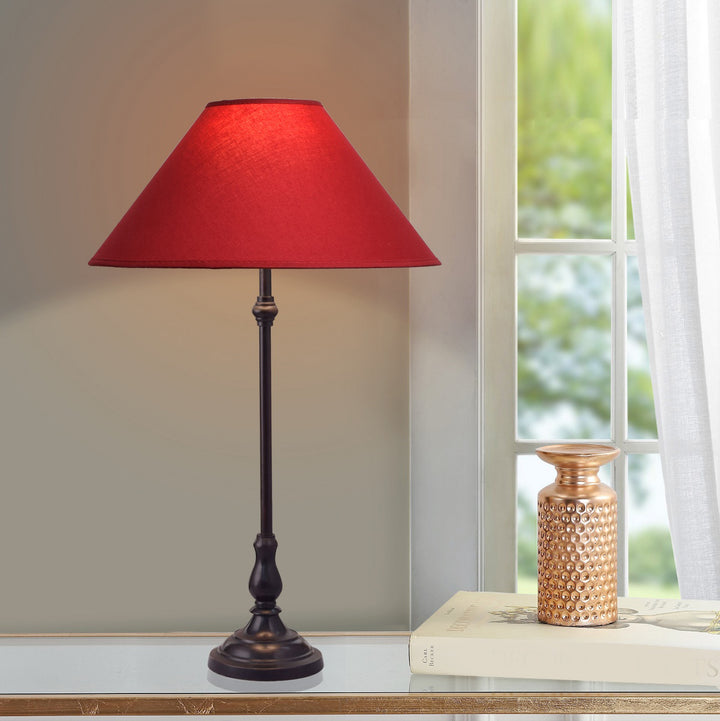 Maya Black Finishn Metal Table Lamp With Beige Cotton Shade