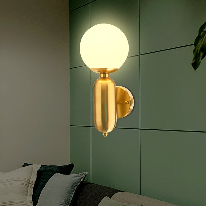 Seeber Torche White Globe Wall Lamp