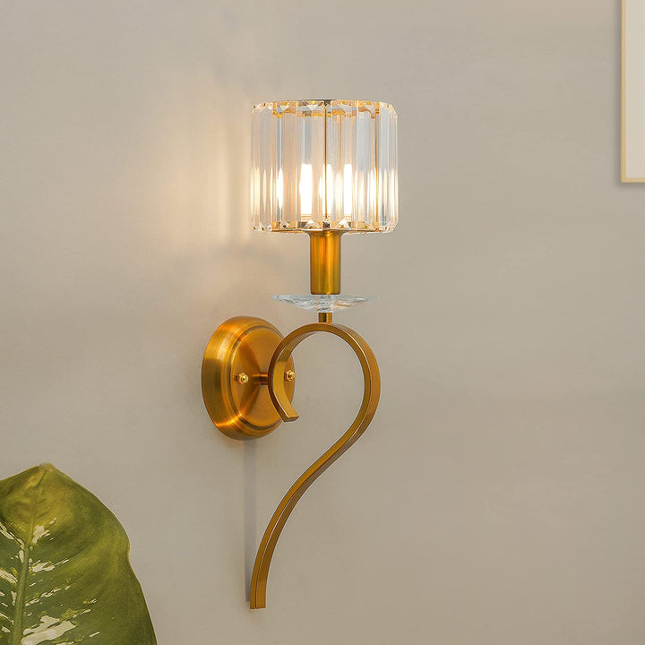 Amelia Single Light Metal and Crystal Wall Light