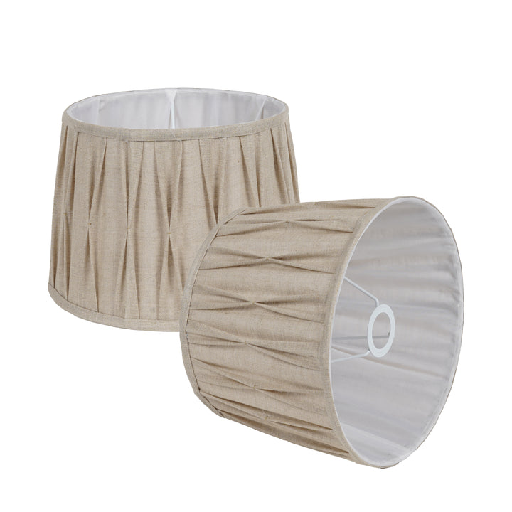 COLETTE Beige Cotton Fabric Tuck Pleated Drum Shade - 40 CM
