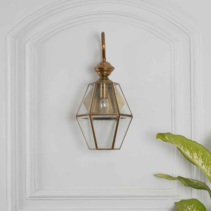 Guildhall Single Arm Lantern Wall Light in Brass Finish