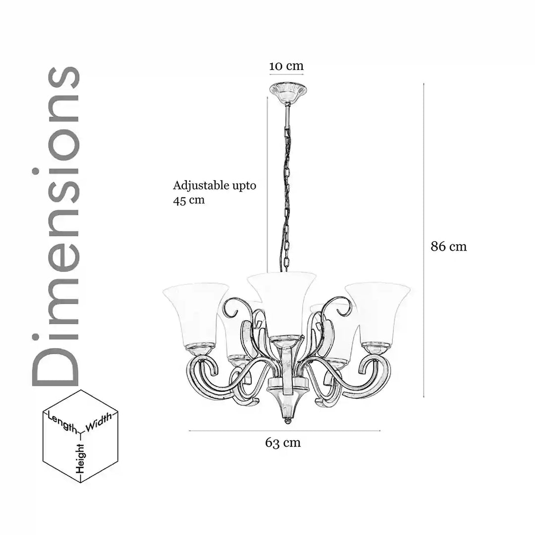 Suki 5 Light Metal Glass and Wood Fusion Chandelier