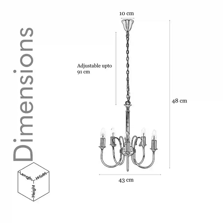 Penn 5 Light Brass Chandelier