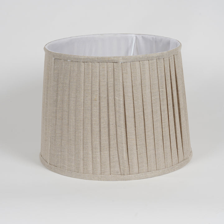 JOSEPHINE Beige Cotton Fabric Knife Pleated Drum Shade - 25 CM