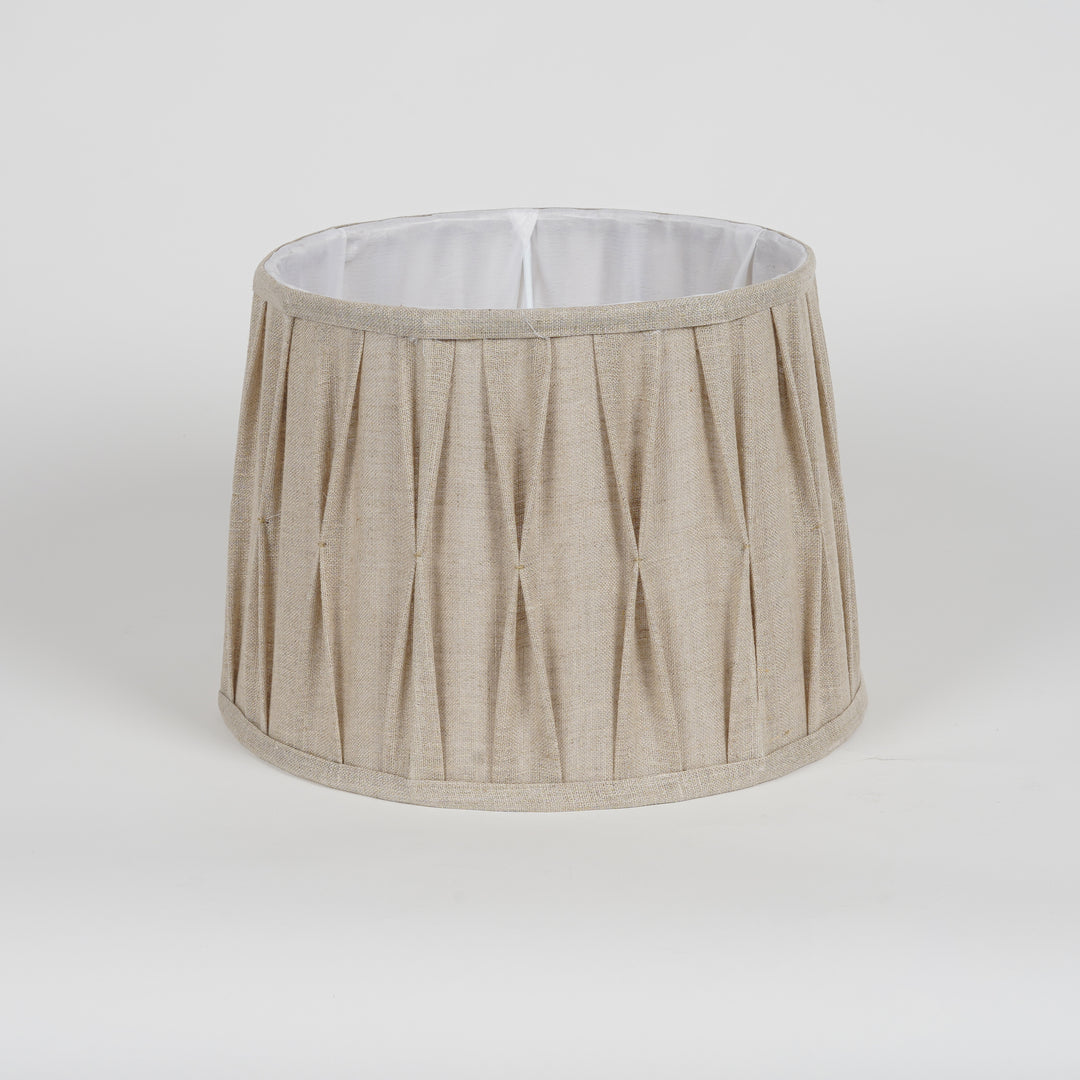 COLETTE Beige Cotton Fabric Tuck Pleated Drum Shade - 40 CM