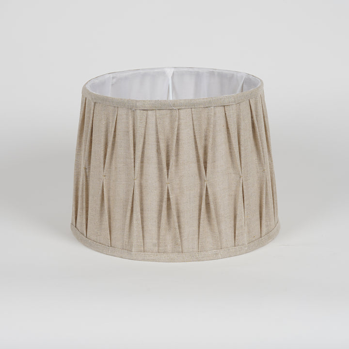 COLETTE Beige Cotton Fabric Tuck Pleated Drum Shade - 40 CM