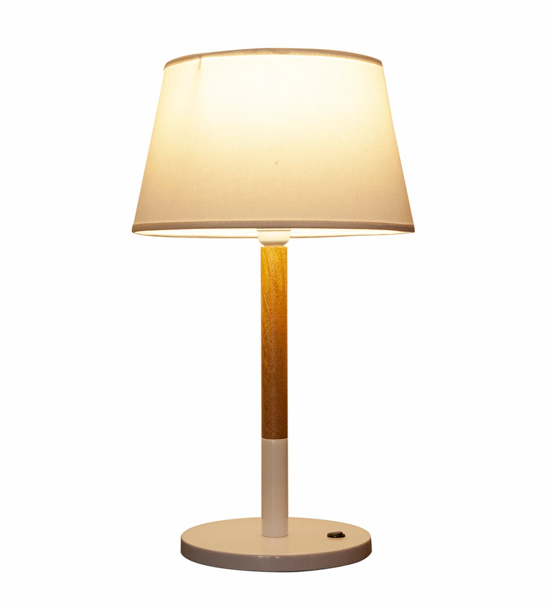 UNICOR Fusion Wood & Metal Table Lamp With White Cotton Shade