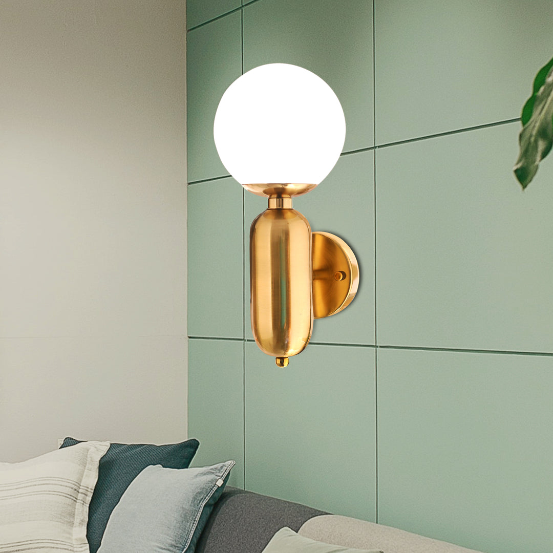 Seeber Torche White Globe Wall Lamp