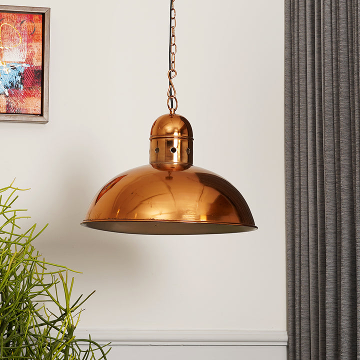 ENDON Modern Dome Pendant Light in Brass Finish Metal | E27 Holder | Filament LED Bulb Included | Decorative Ceiling Hanging Light for Dining Room, Kitchen Island, Living Room, Bedroom, Café & Restaurant