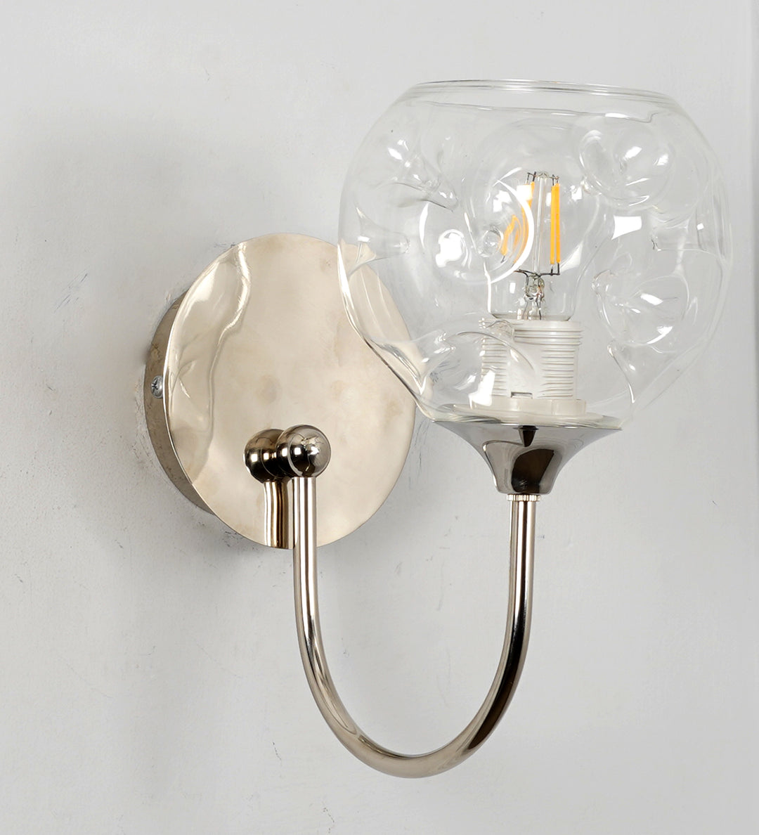 SAVANNAH Modern Single-Light Wall Lamp in Stainless Steel with Clear Glass Shade