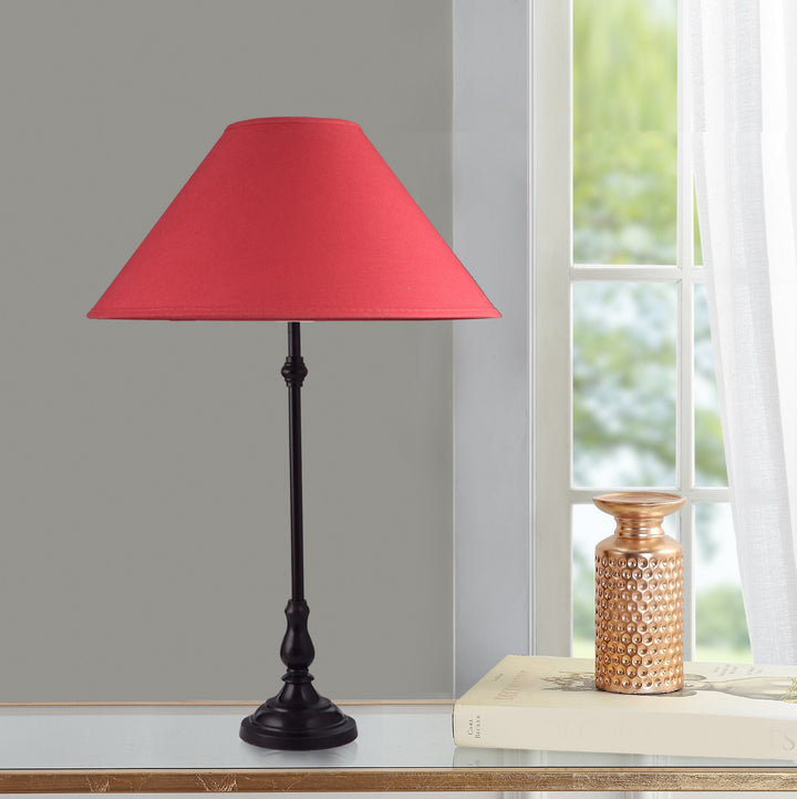 Maya Black Finishn Metal Table Lamp With Beige Cotton Shade