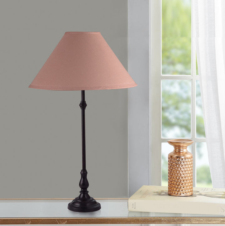 Maya Black Finishn Metal Table Lamp With Beige Cotton Shade