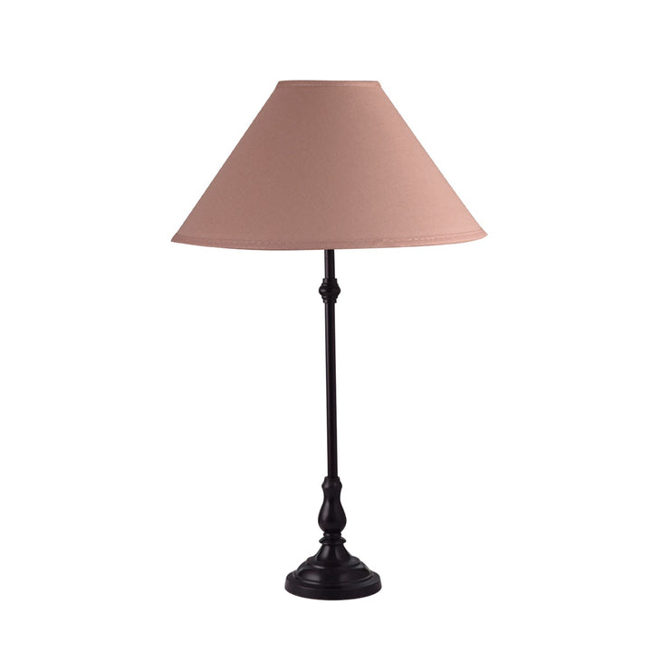 Maya Black Finishn Metal Table Lamp With Beige Cotton Shade