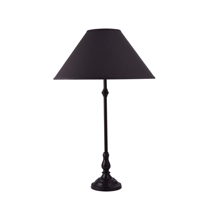 Maya Black Finishn Metal Table Lamp With Beige Cotton Shade