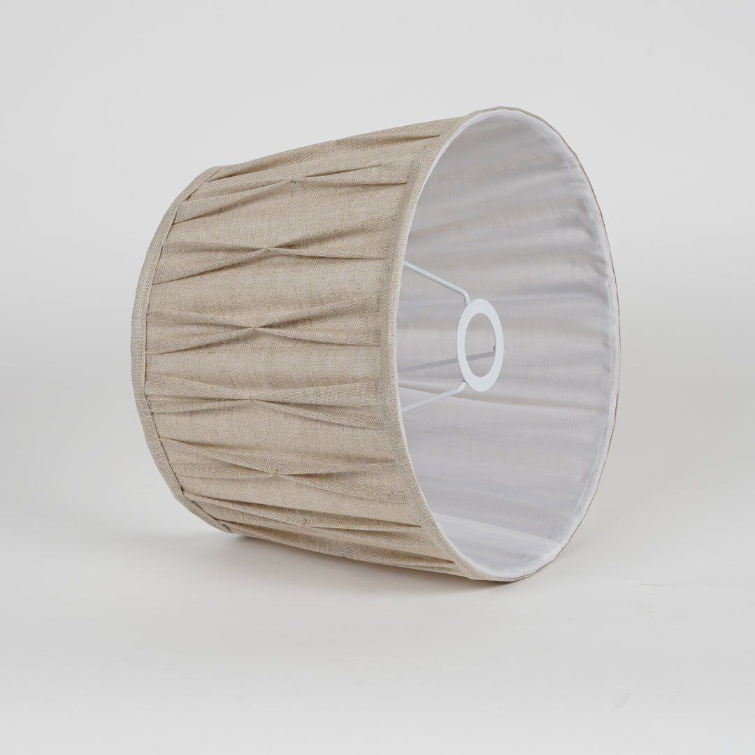 COLETTE Beige Cotton Fabric Tuck Pleated Drum Shade - 40 CM