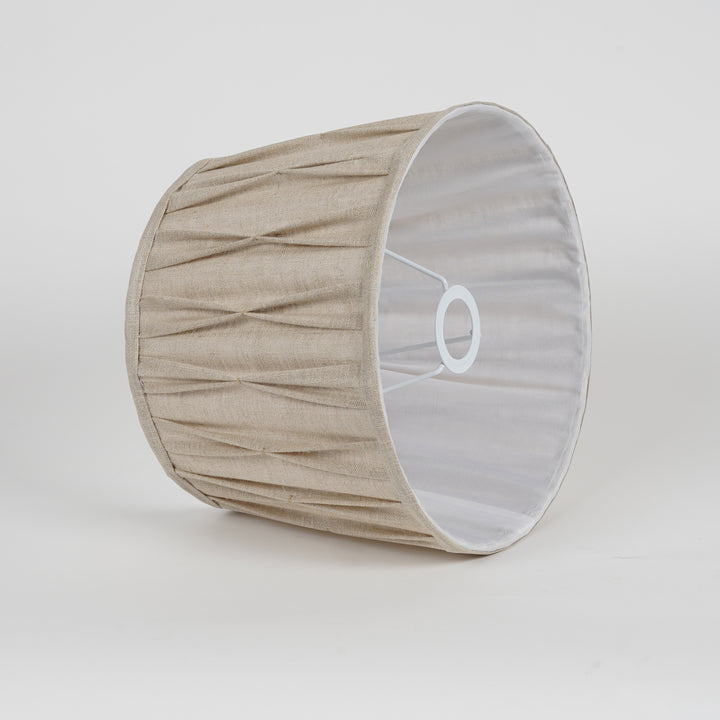 COLETTE Beige Cotton Fabric Tuck Pleated Drum Shade - 40 CM