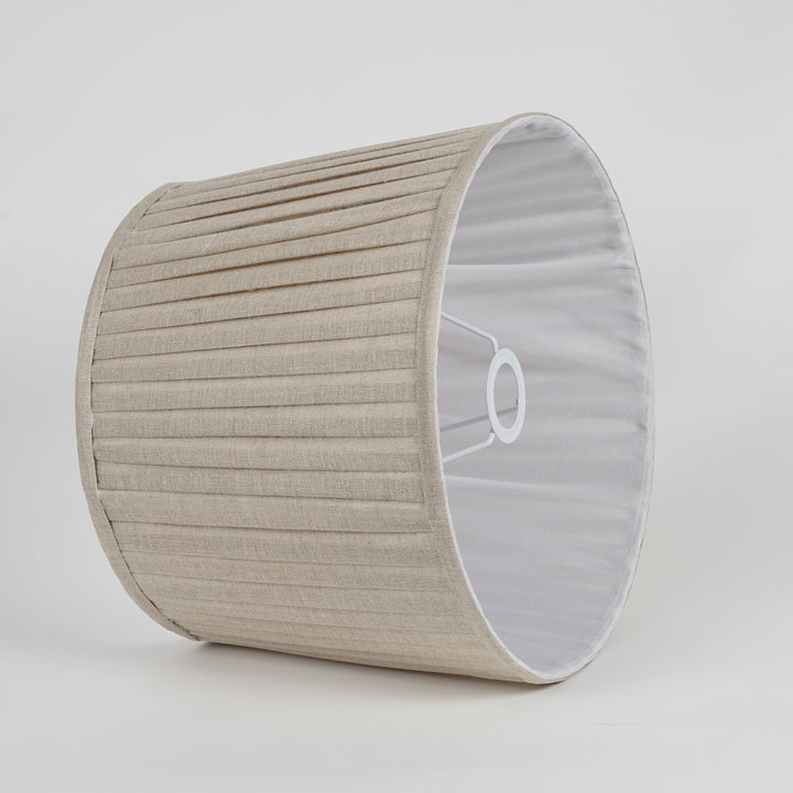 JOSEPHINE Beige Cotton Fabric Knife Pleated Drum Shade - 25 CM