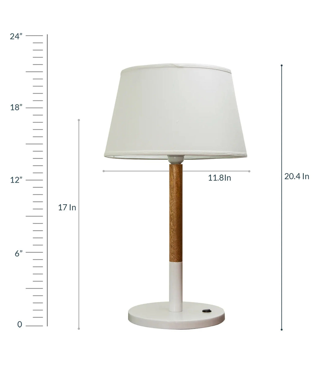 UNICOR Fusion Wood & Metal Table Lamp With White Cotton Shade