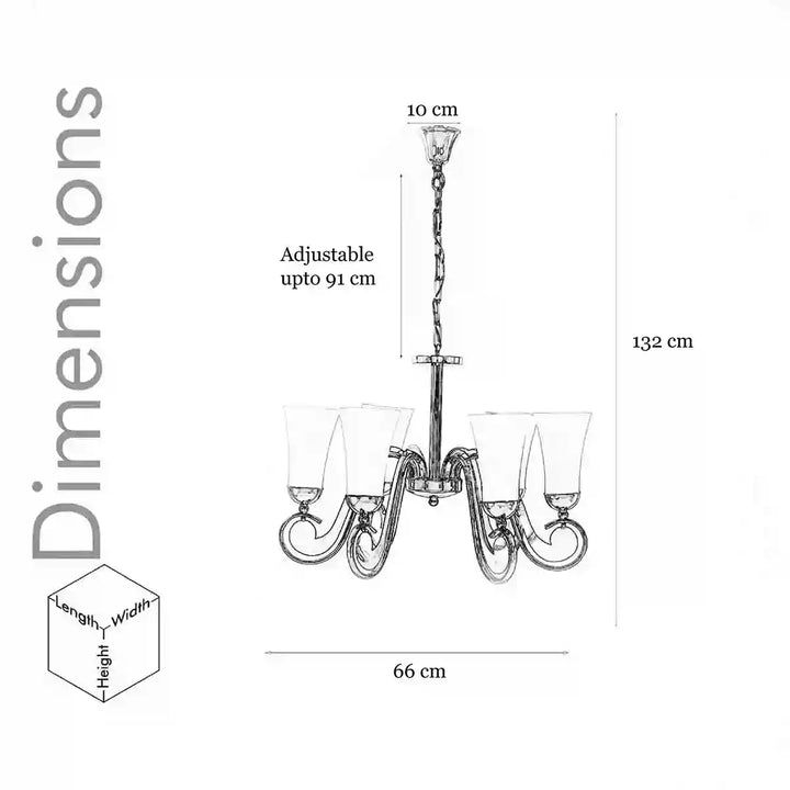 Catalina 6 Light Chrome & Frosted White Glass Chandelier