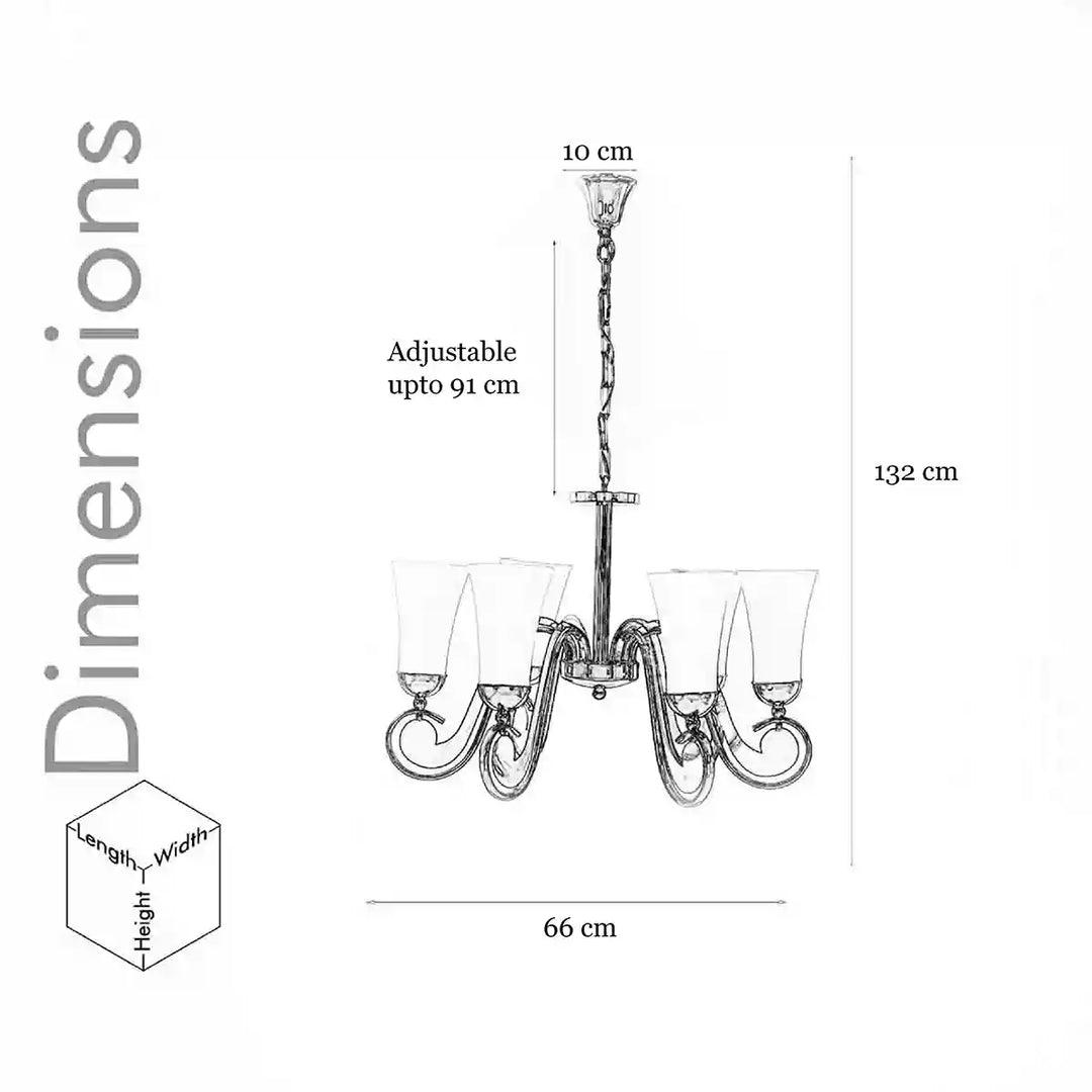 Richmond 6 Light Brass and Glass Chandelier