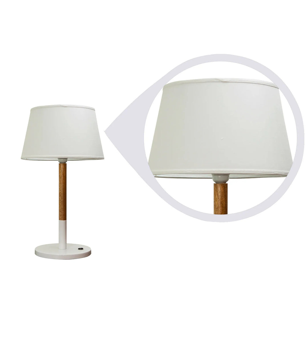 UNICOR Fusion Wood & Metal Table Lamp With White Cotton Shade