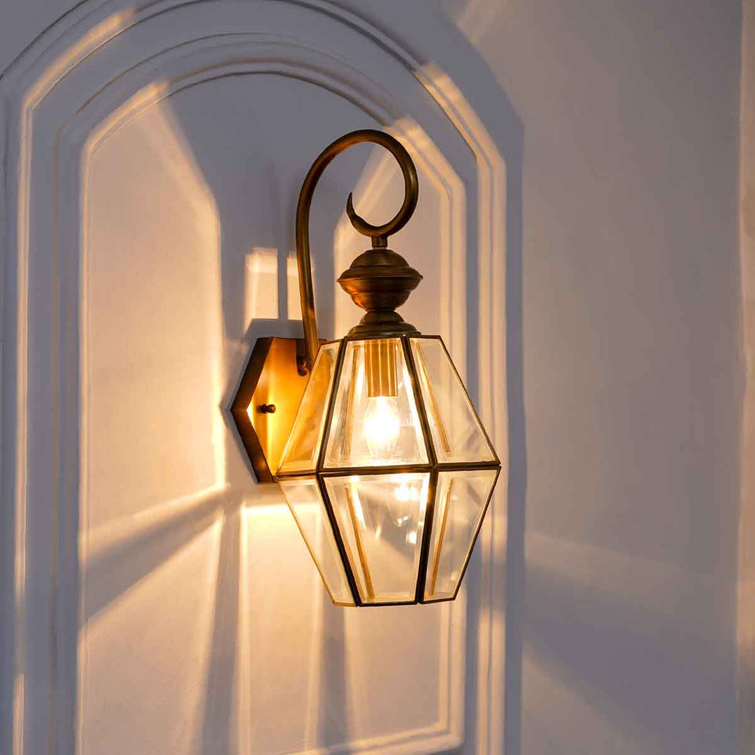 Guildhall Single Arm Lantern Wall Light in Brass Finish