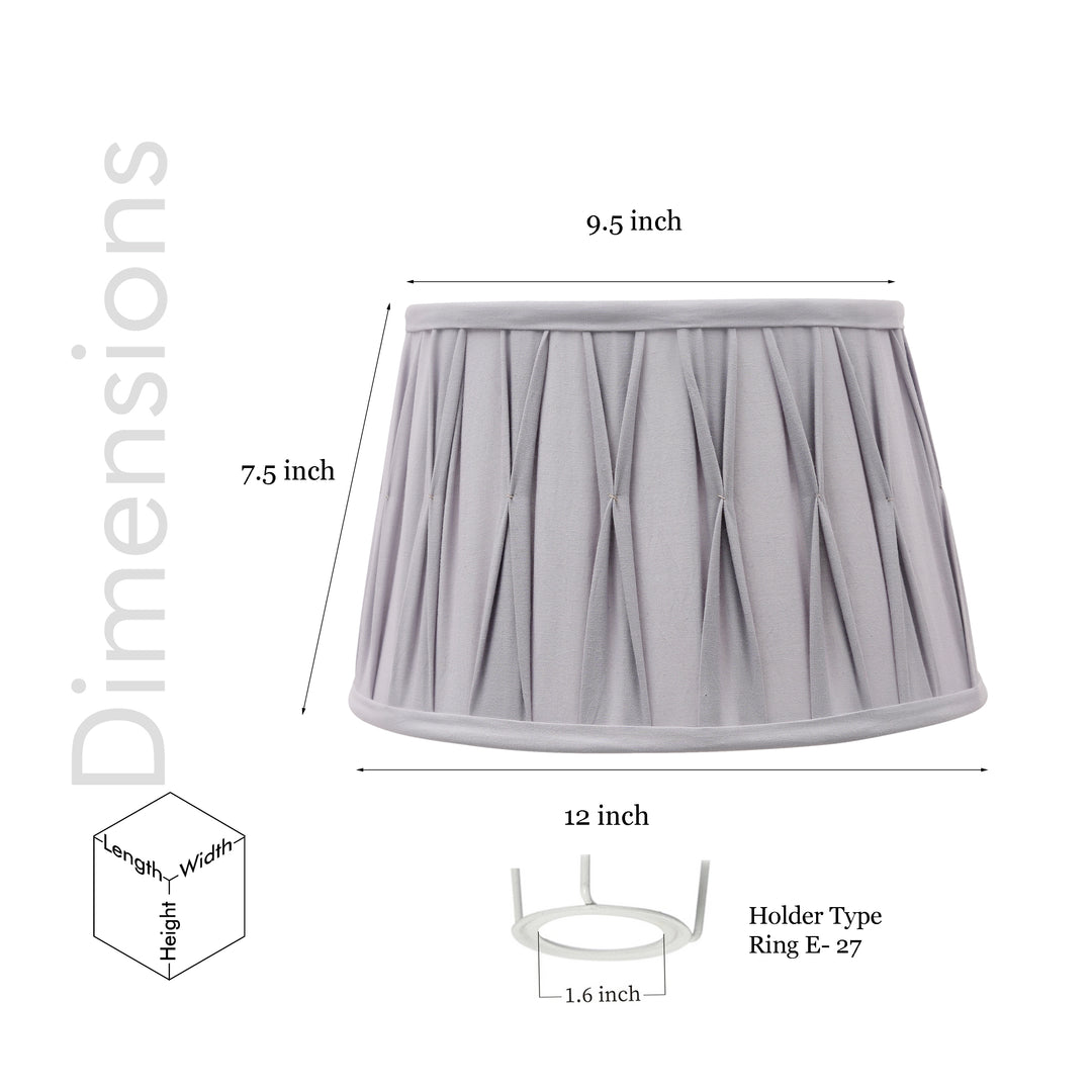 ULYANA Grey Cotton Fabric Tuck Pleated Drum Shade