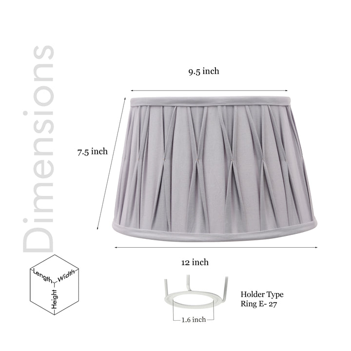 ULYANA Grey Cotton Fabric Tuck Pleated Drum Shade
