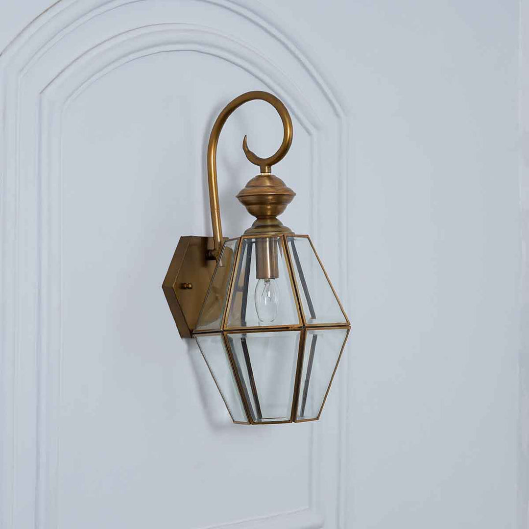 Guildhall Single Arm Lantern Wall Light in Brass Finish