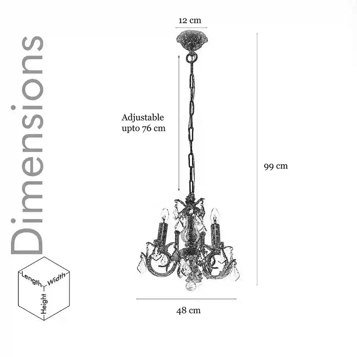 Fabia 3 Light Metal & Crystal Chandelier