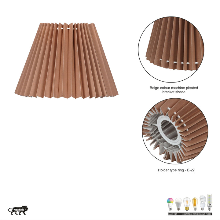 OASIS Beige Cotton Machine Pleated Hanging Lampshade - 13 CM